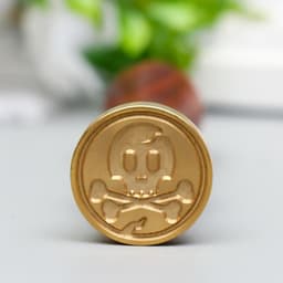 Печать для сургуча с деревянной ручкой «Череп и кости», 9×2.5×2.5 см