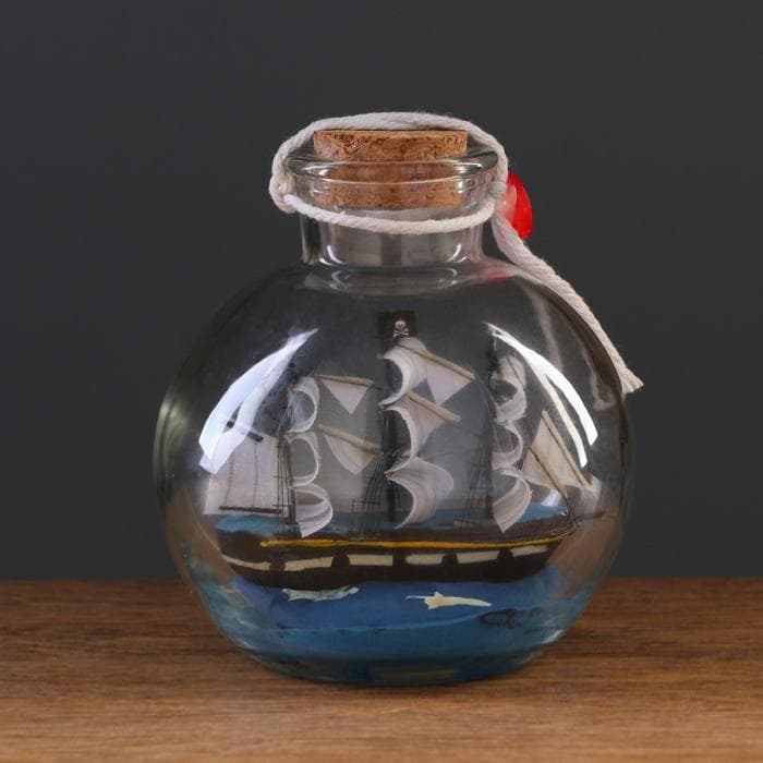 Корабль в бутылке Be happy, вертикальная фигурка, 10×12 см
