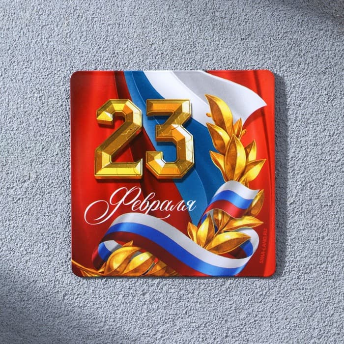 Магнит полимерный «Триколор. 23 февраля», 7×7 см