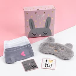 Набор подарочный KAFTAN Happy, маска для сна, носки 3 пары, открытки 2 шт.