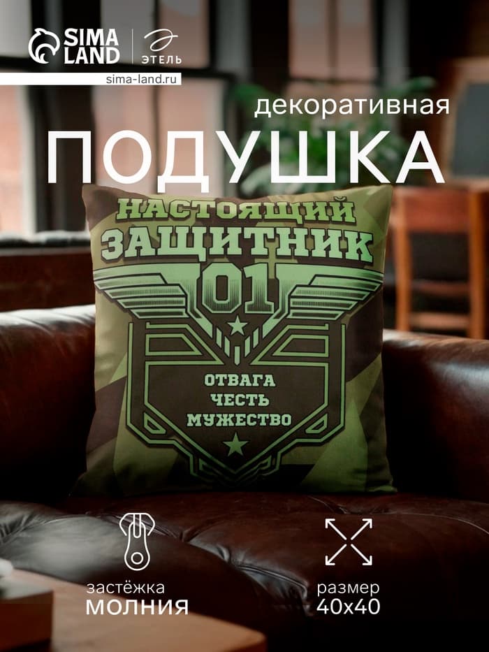 Подушка декоративная «Этель. Настоящий защитник», 40×40 см, велюр