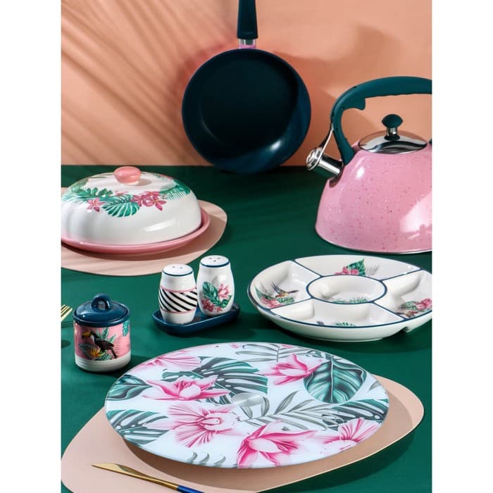 Набор для специй Доляна «Тропики», солонка, перечница, 130 мл, на подставке, доломит, разноцветный