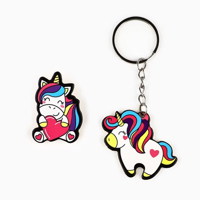 Брелок для ключей, значок, сувенир «Единорог», набор, 8.3×12 см