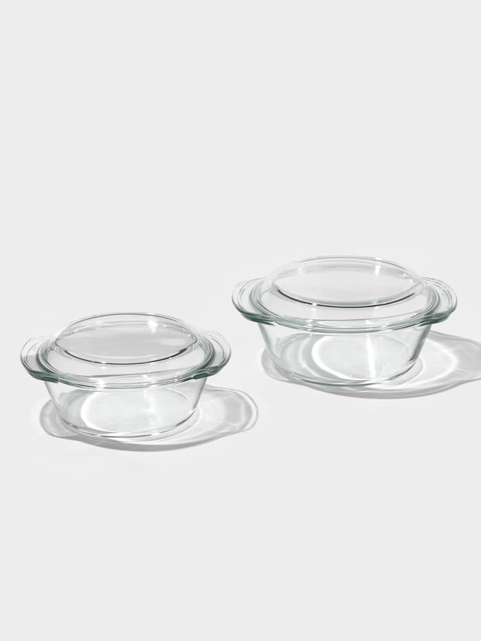 Набор кастрюль для запекания Доляна «Гратен», 2 предмета: 1 л, 1.5 л, с крышками, жаропрочное стекло, прозрачный