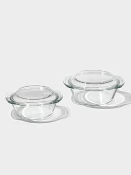 Набор кастрюль для запекания Доляна «Гратен», 2 предмета: 1 л, 1.5 л, с крышками, жаропрочное стекло, прозрачный