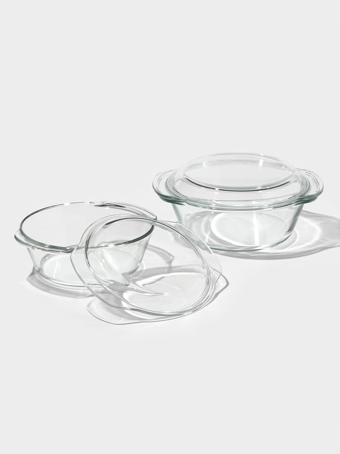 Набор кастрюль для запекания Доляна «Гратен», 2 предмета: 1 л, 1.5 л, с крышками, жаропрочное стекло, прозрачный