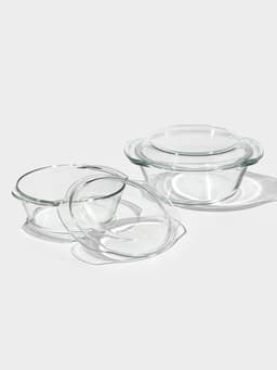 Набор кастрюль для запекания Доляна «Гратен», 2 предмета: 1 л, 1.5 л, с крышками, жаропрочное стекло, прозрачный