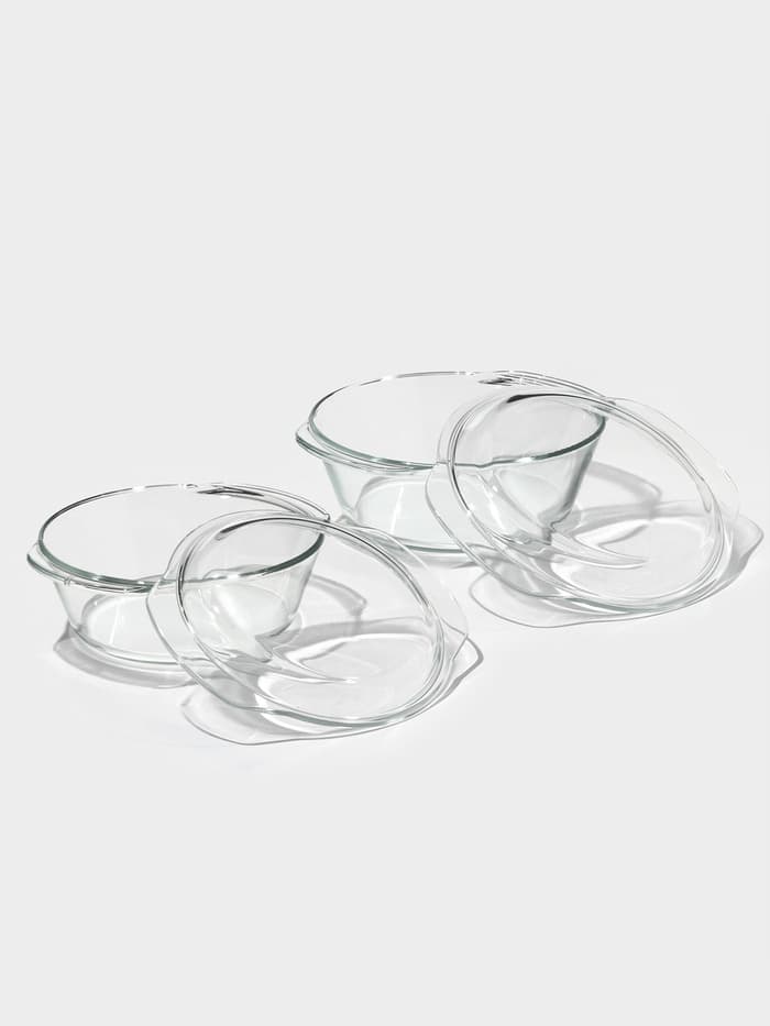 Набор кастрюль для запекания Доляна «Гратен», 2 предмета: 1 л, 1.5 л, с крышками, жаропрочное стекло, прозрачный