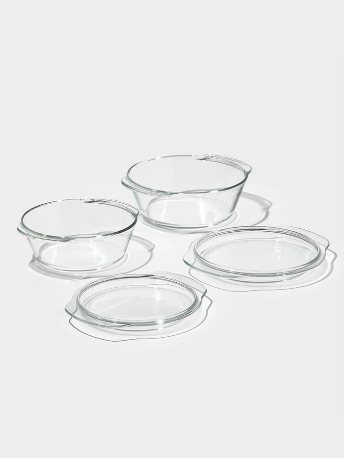 Набор кастрюль для запекания Доляна «Гратен», 2 предмета: 1 л, 1.5 л, с крышками, жаропрочное стекло, прозрачный