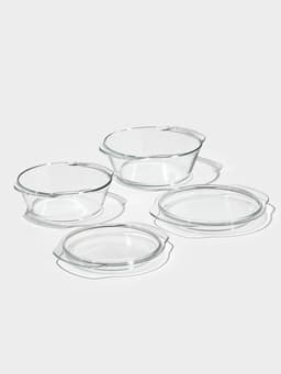 Набор кастрюль для запекания Доляна «Гратен», 2 предмета: 1 л, 1.5 л, с крышками, жаропрочное стекло, прозрачный