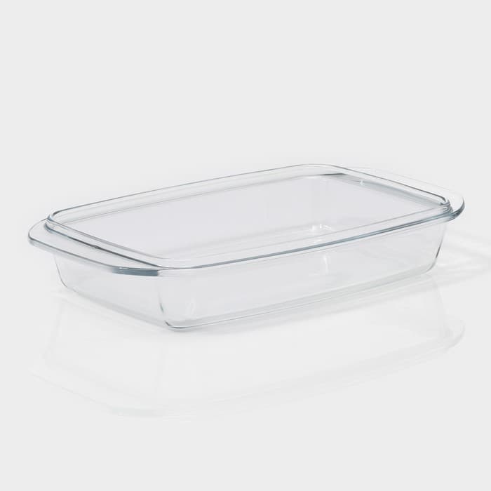 Кастрюля для запекания Доляна «Утятница», 2.9 л, 24.5×20.5×13.5 см, жаропрочное стекло, прозрачная