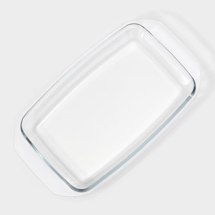 Кастрюля для запекания Доляна «Утятница», 2.9 л, 24.5×20.5×13.5 см, жаропрочное стекло, прозрачная