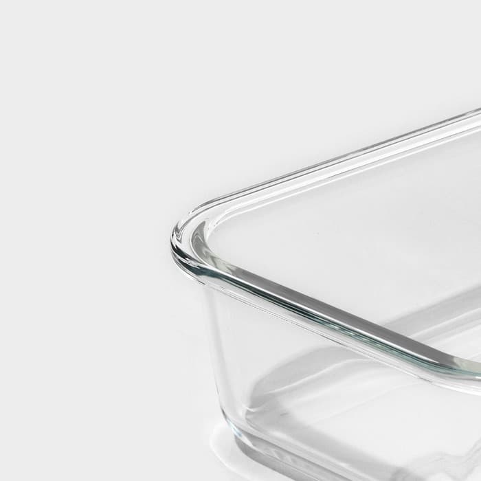 Контейнер для еды Доляна «Клик», 1.04 л, 20×15.5×7 см, с крышкой, жаропрочное стекло, МИКС