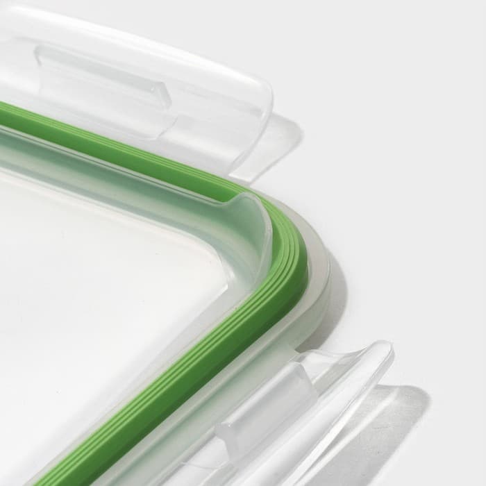 Контейнер для еды Доляна «Клик», 1.04 л, 20×15.5×7 см, с крышкой, жаропрочное стекло, МИКС
