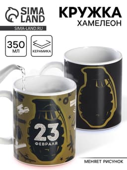 Кружка чайная хамелеон «23 февраля», 350 мл