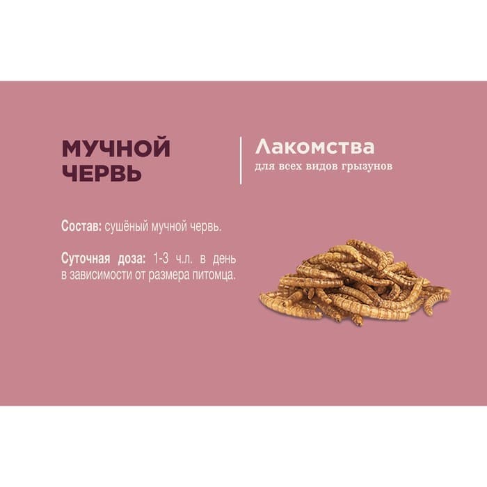 Лакомство Little One «Мучной червь» для всеядных грызунов, 70 г