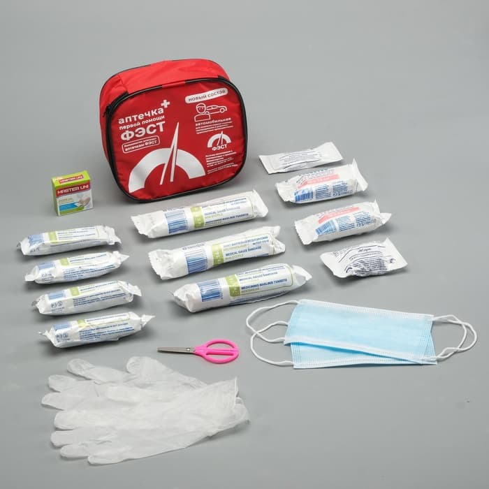 Автомобильная аптечка первой помощи «ФЭСТ», состав 2024, дорожная