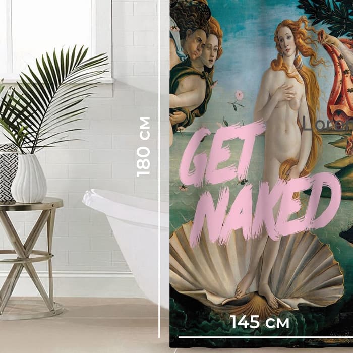 Штора для ванной «Этель» Get naked, 145×180 см, полиэстер