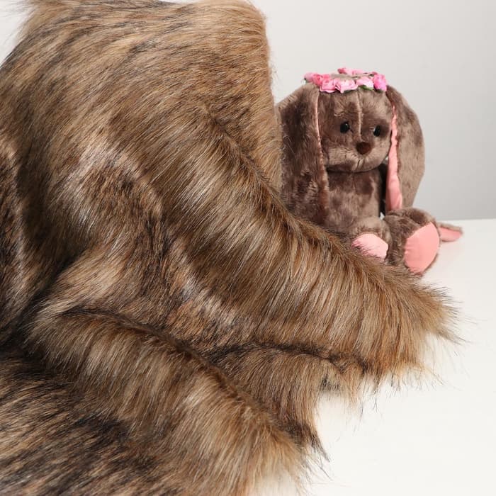 Ткань для рукоделия, мех длинноворсовой на трикотажной основе, цвет меланж, лоскут 50×50 см