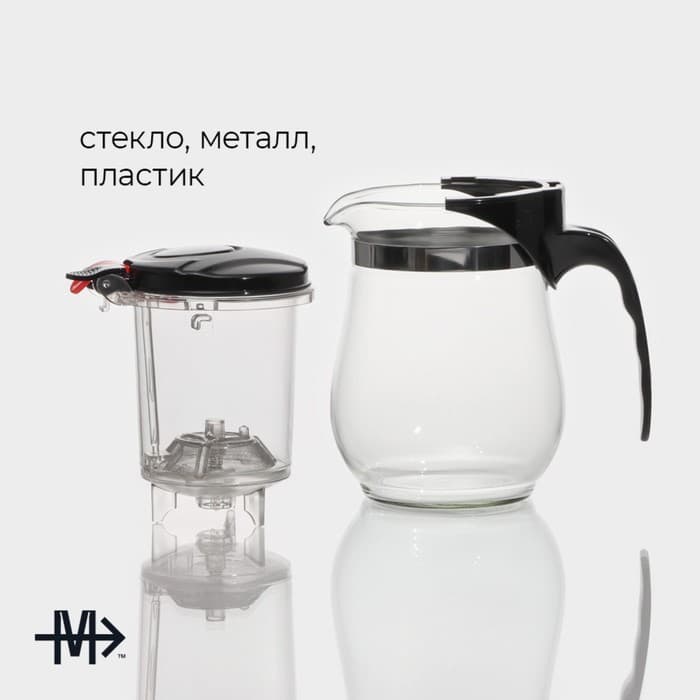 Чайник заварочный гунфу Magistro «Мехико», 500 мл, пластиковое сито, боросиликатное стекло, прозрачный