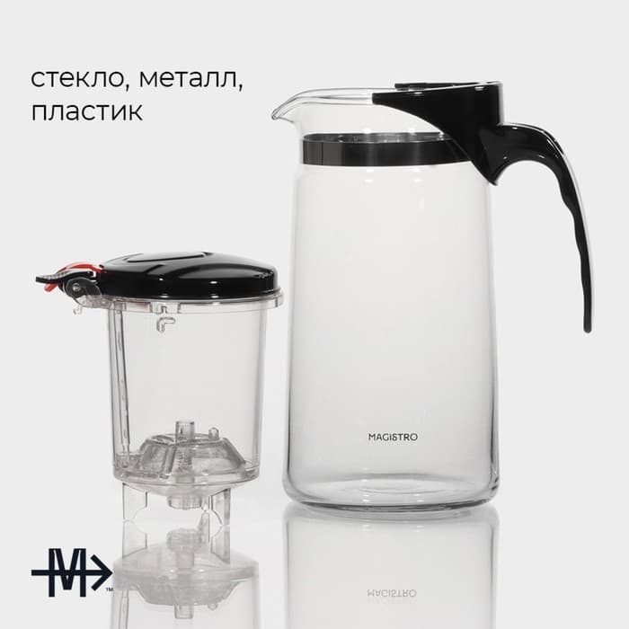 Чайник заварочный гунфу Magistro «Мантана», 900 мл, пластиковое сито, стекло, прозрачный
