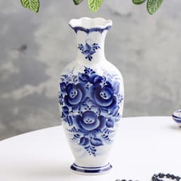 Ваза для цветов, сухоцветов «Оля», 27 см, фарфор, гжель