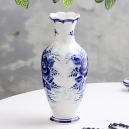 Ваза для цветов, сухоцветов «Оля», 27 см, фарфор, гжель