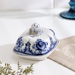 Маслёнка фарфор «Тюльпан», 16×10.5×10 см, гжель