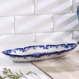 Селедочница «Рыбка», блюдо фарфор, гжель,28.5×13.5×4 см