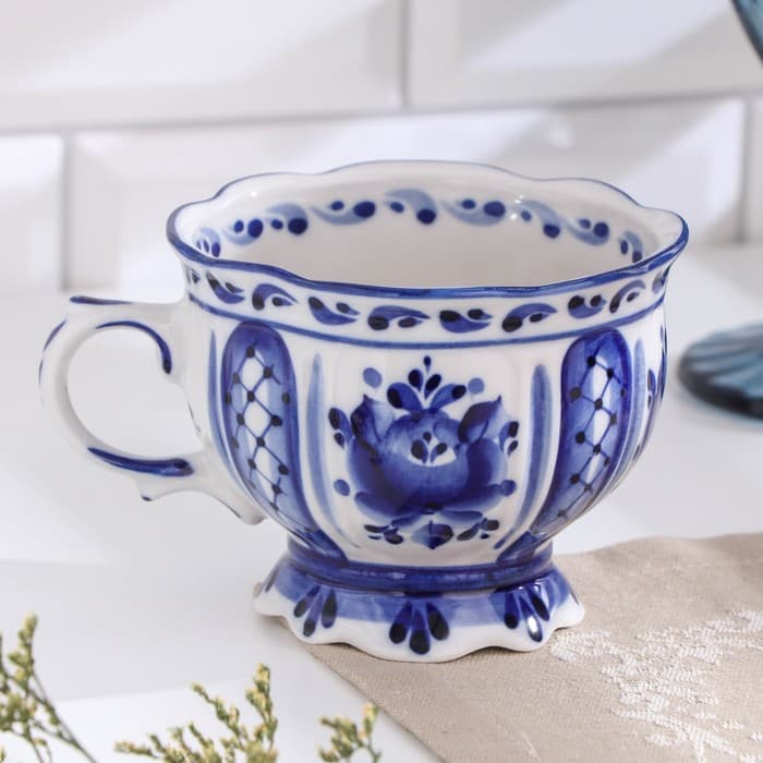 Чашка фарфоровая «Надежда», 12×10×8 см, гжель