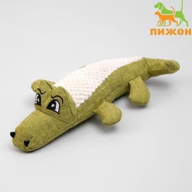 Мягкая игрушка для собак «Крокодил», 30 см, с пищалкой, текстиль, зелёная