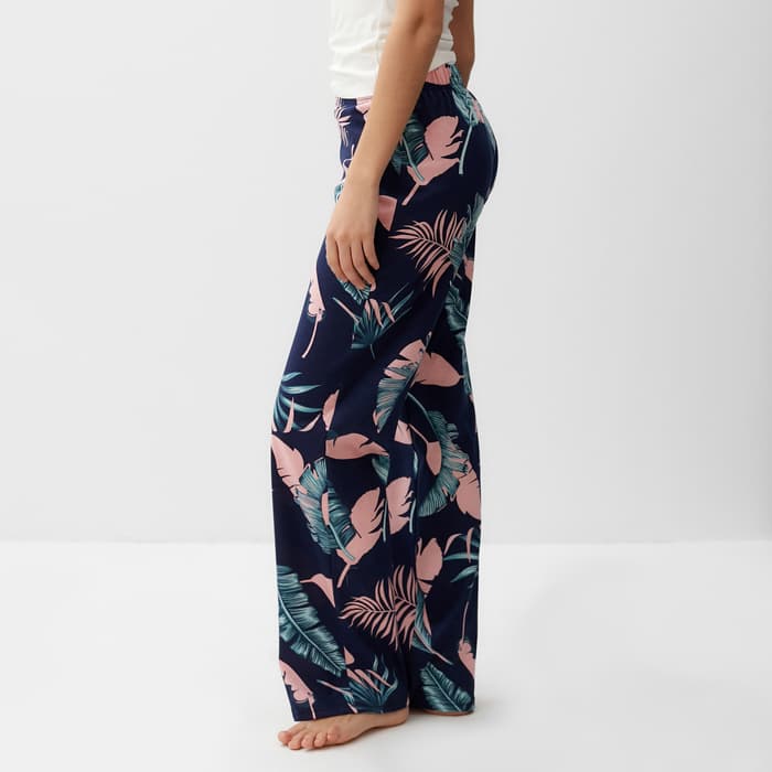 Брюки домашние прямые женские KAFTAN Tropical dream, размер 40-42, синие