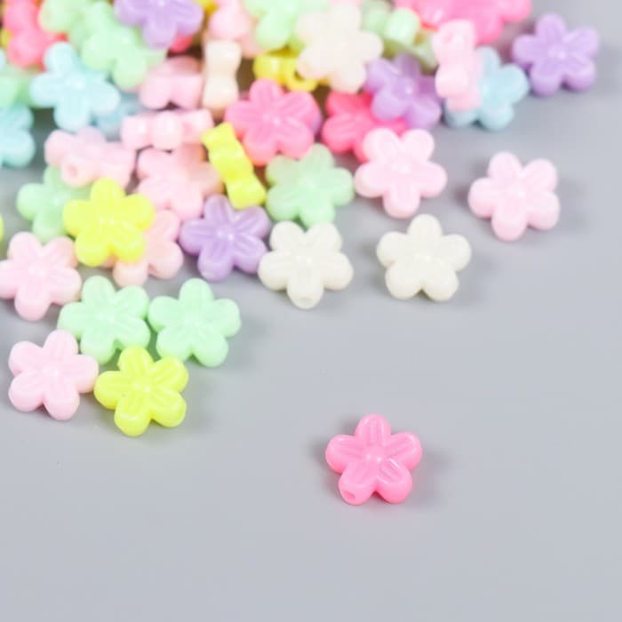 Бусины для творчества пластик «Цветочки пастельных тонов», набор 20 г, 0.9×0.9×0.5 см