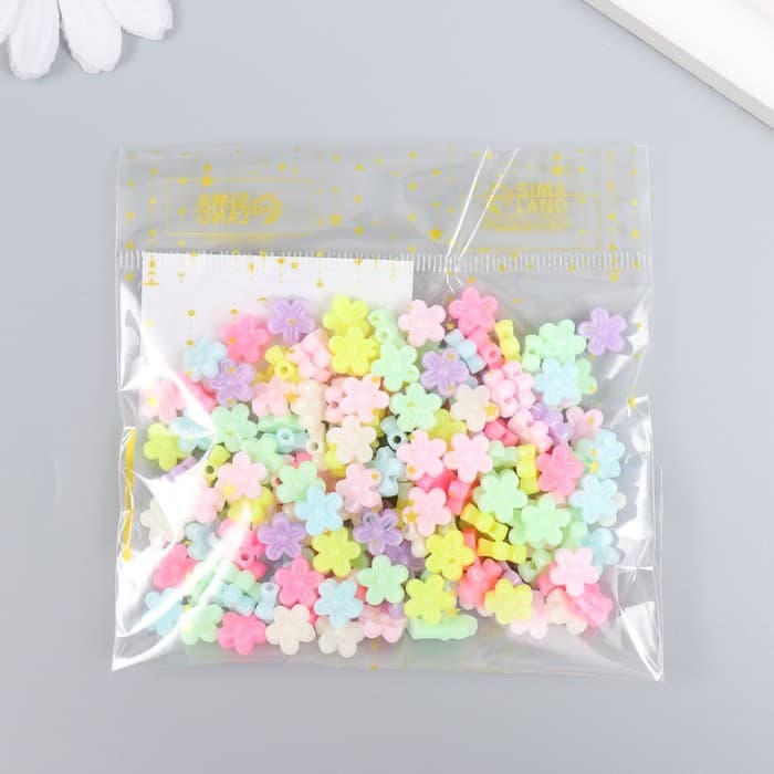 Бусины для творчества пластик «Цветочки пастельных тонов», набор 20 г, 0.9×0.9×0.5 см