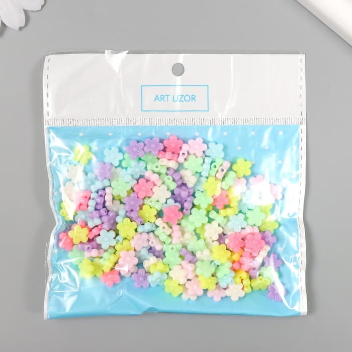 Бусины для творчества пластик «Цветочки пастельных тонов», набор 20 г, 0.9×0.9×0.5 см