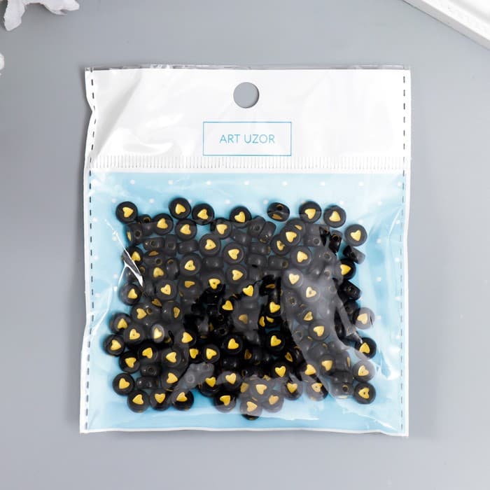 Набор бусин для рукоделия и плетения «Арт Узор. Золотое сердце на круге», 20 г, пластик, 0.7×0.7×0.4 см