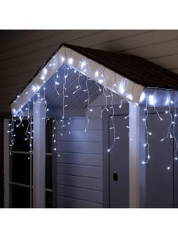 Гирлянда «Бахрома» 4×0.6 м, IP44, прозрачная нить, 180 LED, свечение белое, 8 режимов, 220 В