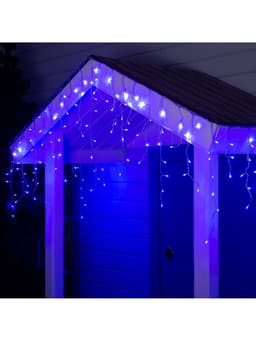 Гирлянда «Бахрома» 4×0.6 м, IP44, прозрачная нить, 180 LED, свечение синее, 8 режимов, 220 В
