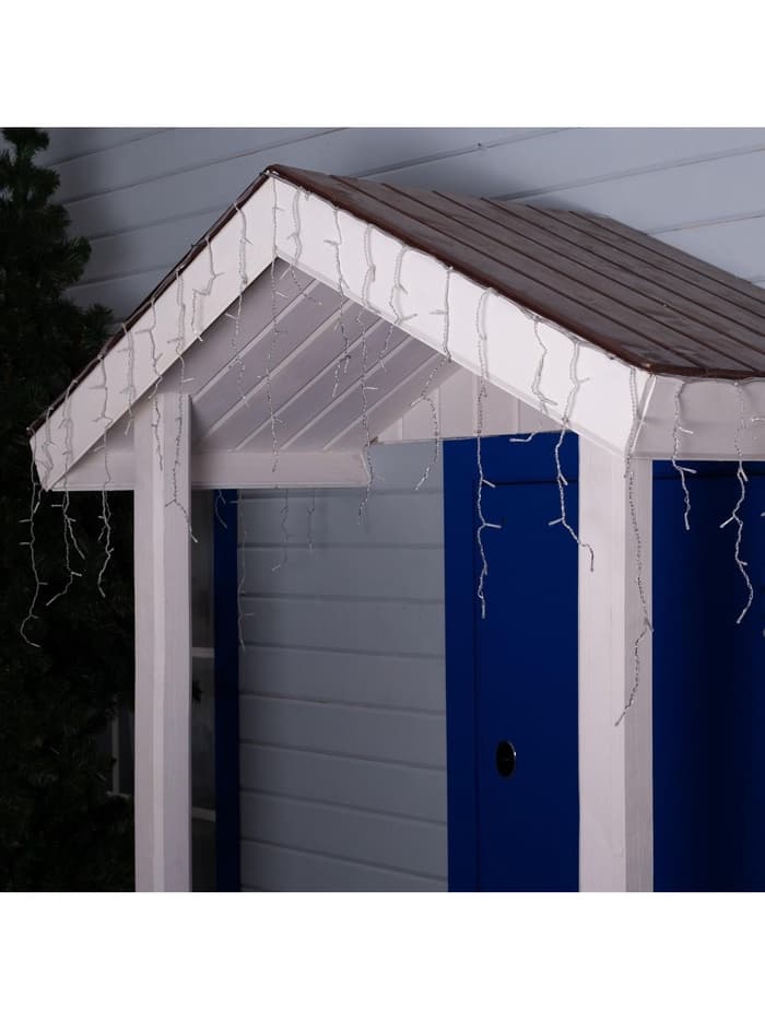 Гирлянда «Бахрома» 4×0.6 м, IP44, прозрачная нить, 180 LED, свечение синее, 8 режимов, 220 В