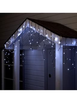 Гирлянда «Бахрома» 4×0.6 м, IP44, тёмная нить, 180 LED, свечение белое, 8 режимов, 220 В