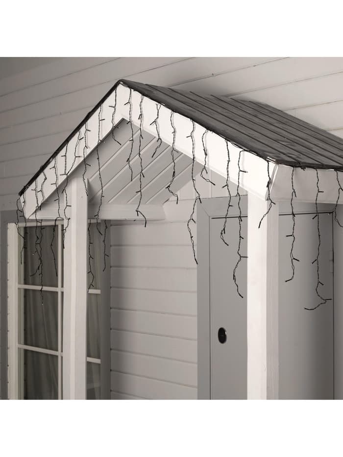 Гирлянда «Бахрома» 4×0.6 м, IP44, тёмная нить, 180 LED, свечение белое, 8 режимов, 220 В