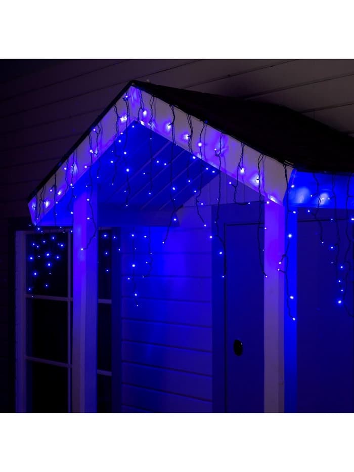 Гирлянда «Бахрома» 4×0.6 м, IP44, тёмная нить, 180 LED, свечение синее, 8 режимов, 220 В