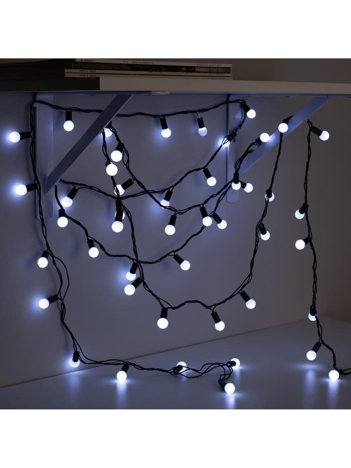 Гирлянда «Нить» 20 м с насадками «Шарики 1.5 см», IP44, тёмная нить, 200 LED, свечение белое, 8 режимов, 220 В