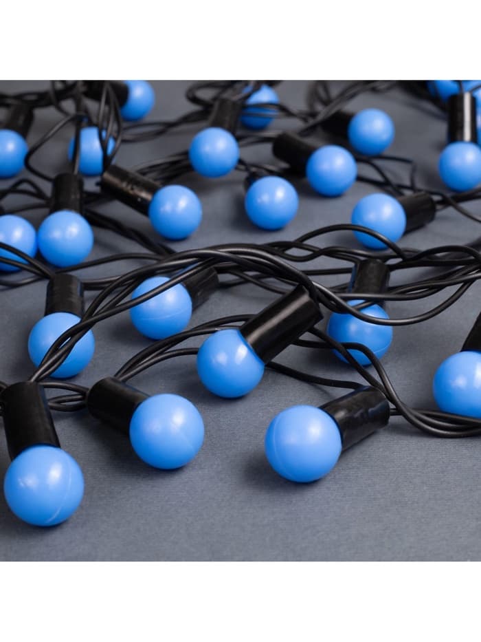 Гирлянда «Нить» 20 м с насадками «Шарики 1.5 см», IP44, тёмная нить, 200 LED, свечение синее, 8 режимов, 220 В