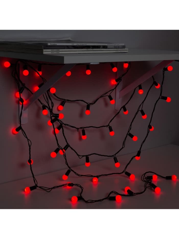 Гирлянда «Нить» 20 м с насадками «Шарики 1.5 см», IP44, тёмная нить, 200 LED, свечение красное, 8 режимов, 220 В