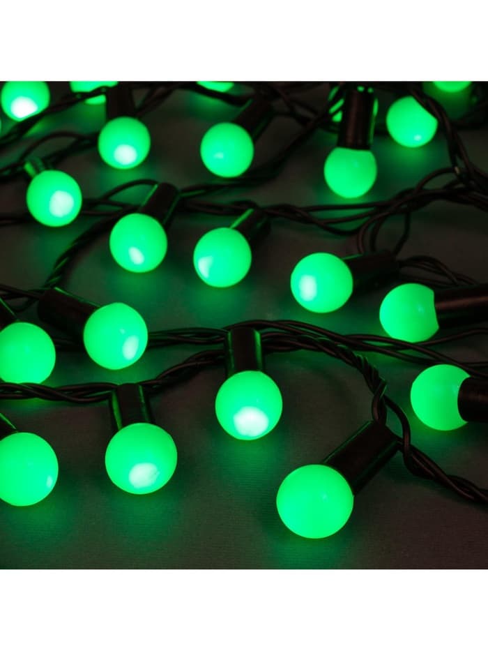 Гирлянда «Нить» 20 м с насадками «Шарики 1.5 см», IP44, тёмная нить, 200 LED, свечение зелёное, 8 режимов, 220 В
