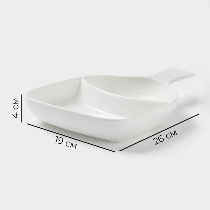 Менажница Magistro «Бланш», 26×19×4 см, 2 ячейки, фарфор, белая