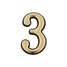 Цифра дверная 3 ТУНДРА, пластиковая, цвет золото 1 шт.