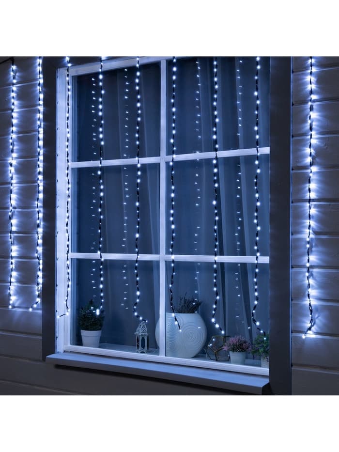 Гирлянда «Водопад» 2×1.5 м, IP44, тёмная нить, 400 LED, свечение белое, 8 режимов, 220 В