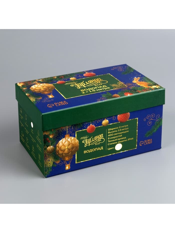 Гирлянда «Водопад» 2×1.5 м, IP44, тёмная нить, 400 LED, свечение белое, 8 режимов, 220 В